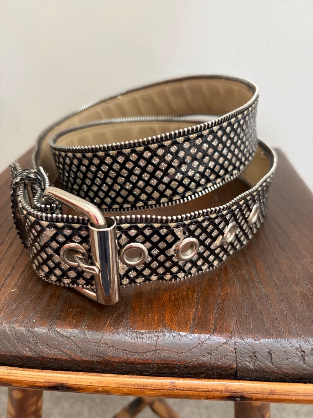 Studded Black and Silver Leather Belt